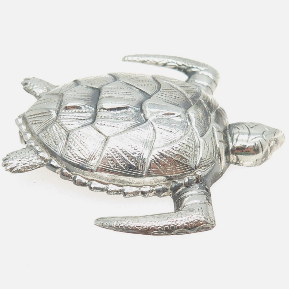 Antique Art Deco Sterling Silver Sea Turtle Brooch - Picture 2 of 4